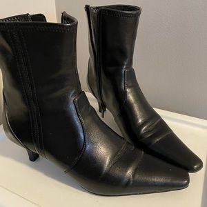 Black Heeled Leather Booties